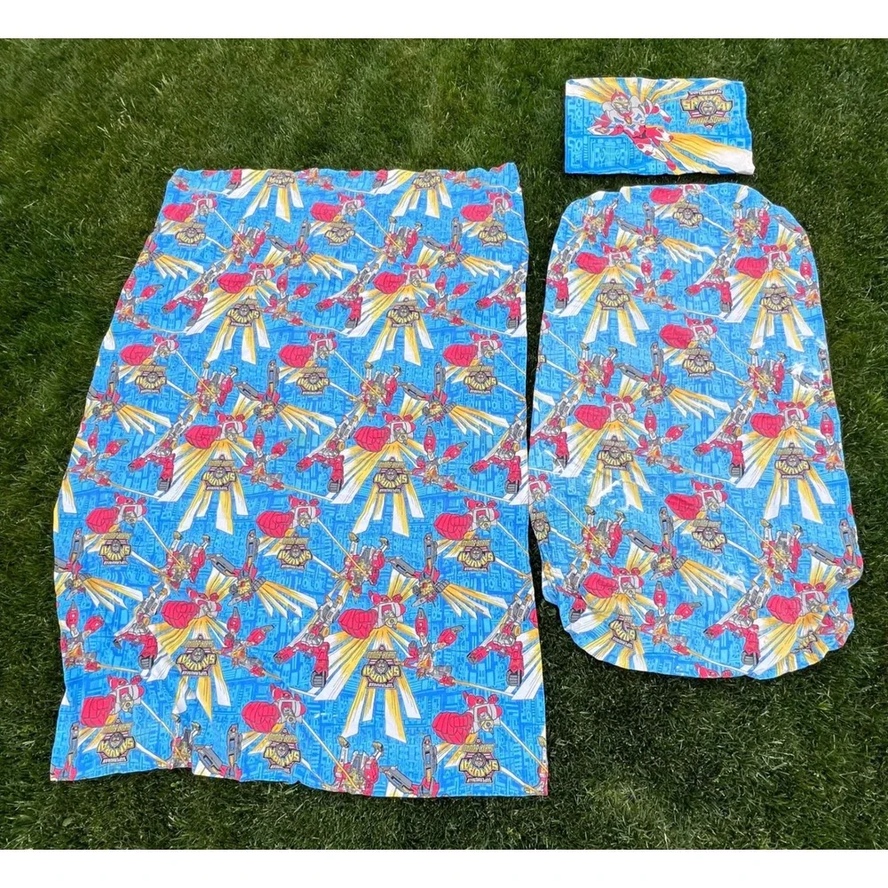 Vintage 1994 Superhuman Samurai Syber-Squad‎ Twin Sheet Set 3pc DIC Tsuburaya